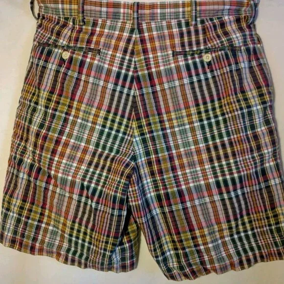 Polo Ralph Lauren Tyler Short Shorts Men Size 36 Plaid Red Blue Yellow Pleated - Picture 2 of 13